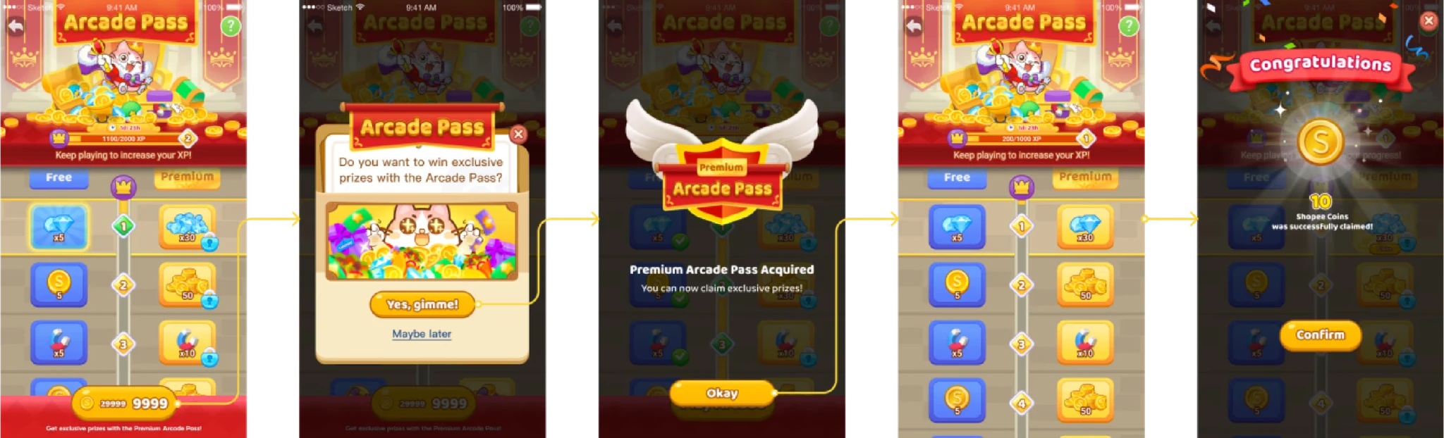 Shopee Games Arcade Pass - End-to-end design exploration, wireframes and UI components